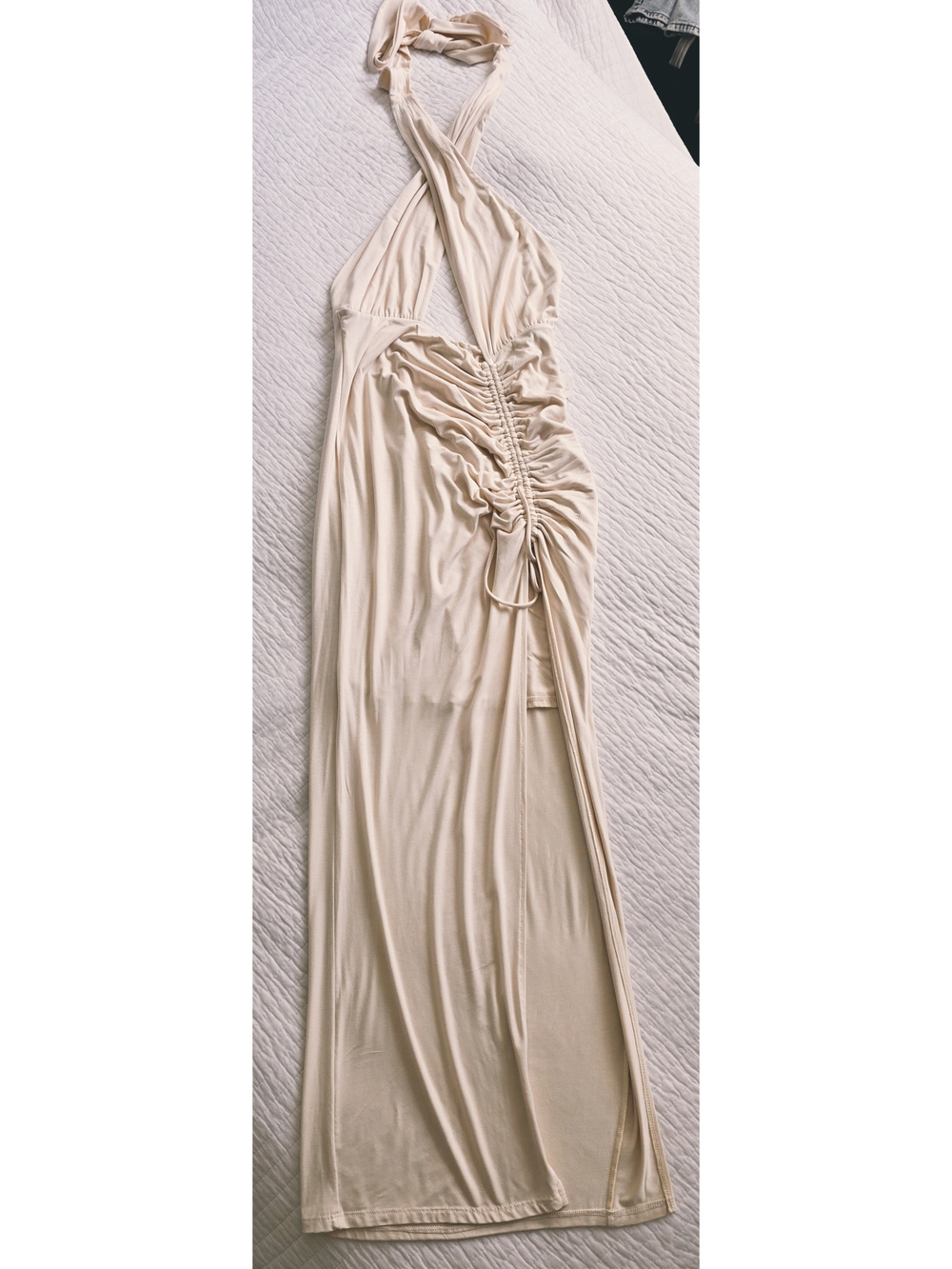 Halter Ruched Side Maxi Dress - Picture 2 of 6